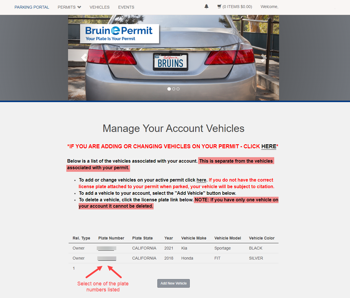 Removing a Vehicle from an ePermit Account